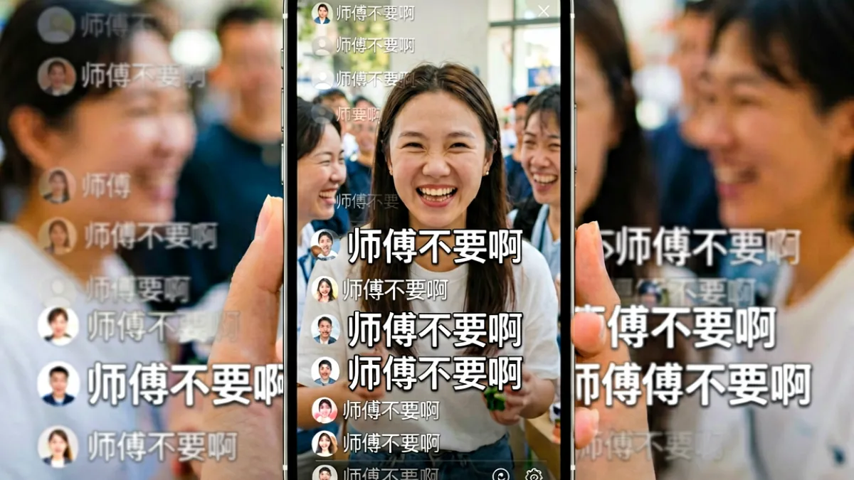 手机屏幕截图显示一条热门短视频的弹幕区，密密麻麻的灰色弹幕中穿插着白色的师傅不要啊字样，营造出热烈的互动氛围